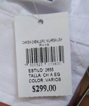 precio de camisa blanca cherokee mega cdmx