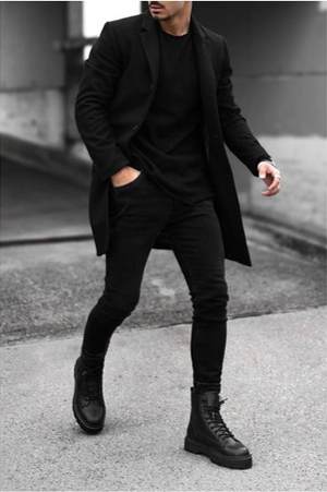 combinaciones pantalón de mezclilla negro para hombre; como vestir todo de negro hombre; ser un caballero